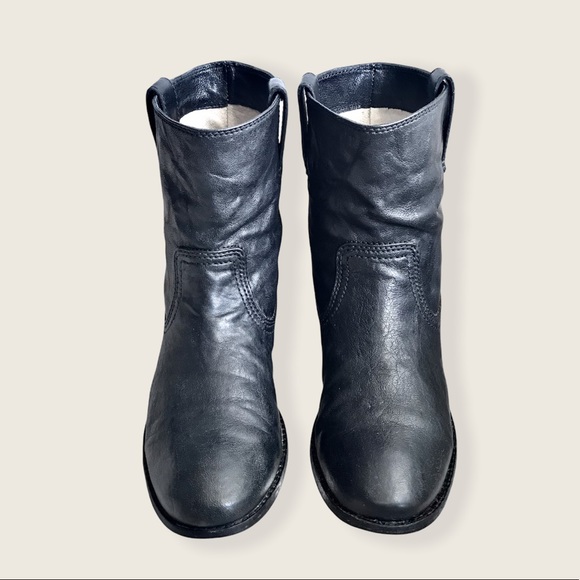 Frye Anna Shortie Black Leather Cute Casual Streetwear Pull On Ankle Booties - Picture 10 of 16